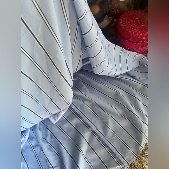 & OTHER STORIES Viscose Square Neck Midaxi Dress Blue Stripes Sz 4 Sleeveless - Picture 11 of 12